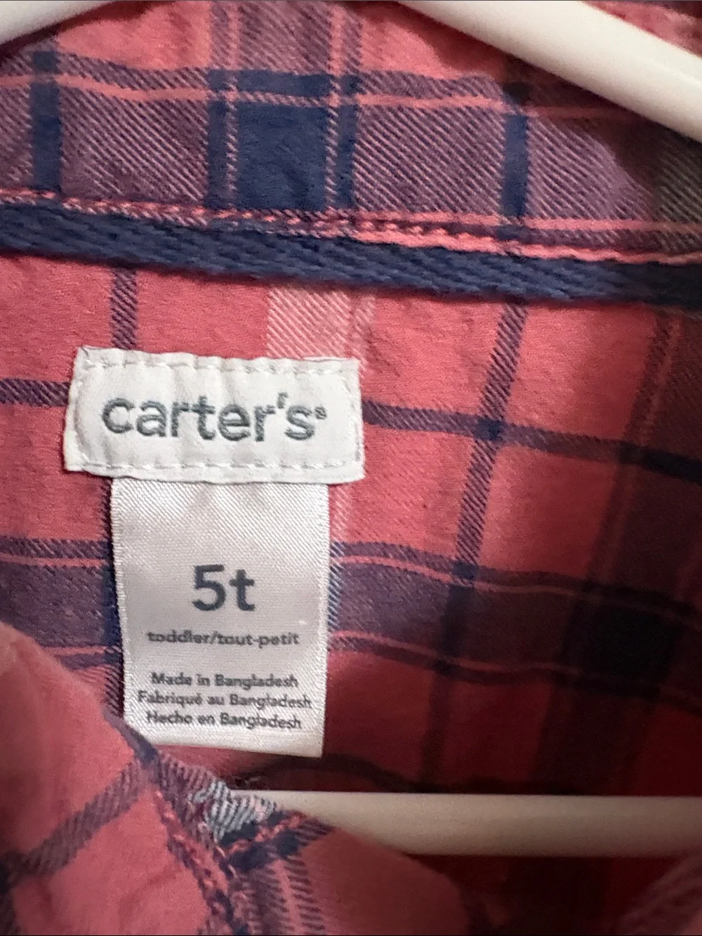 Carter's Pink Navy Plaid Button-Down Shirt